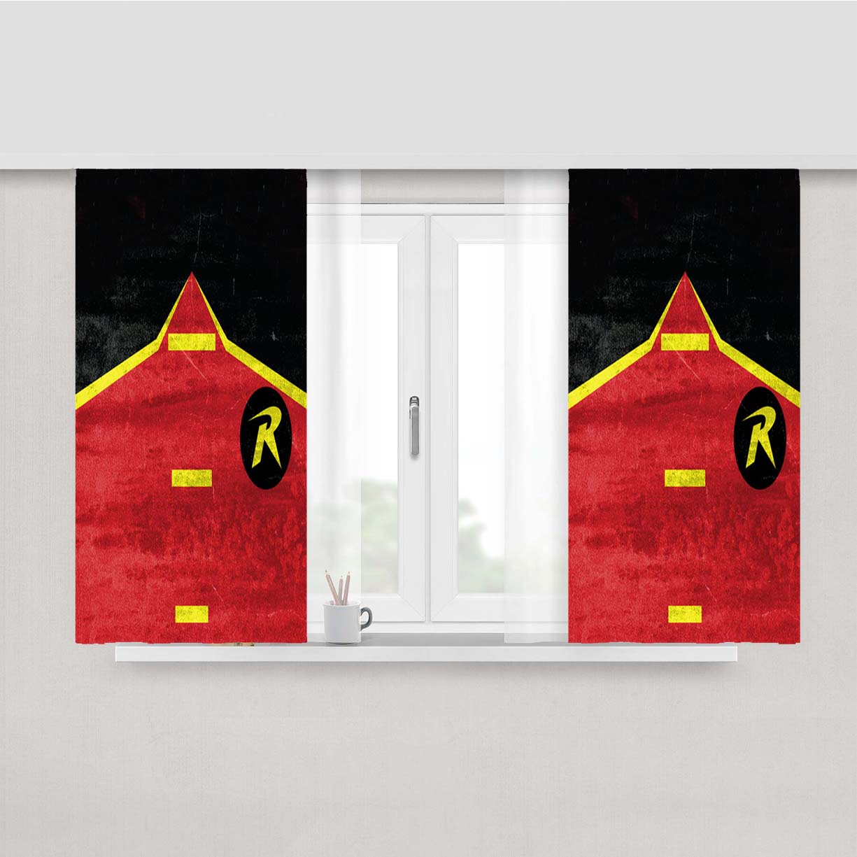 Robin The Boy Wonder Peach Skin Window Curtains