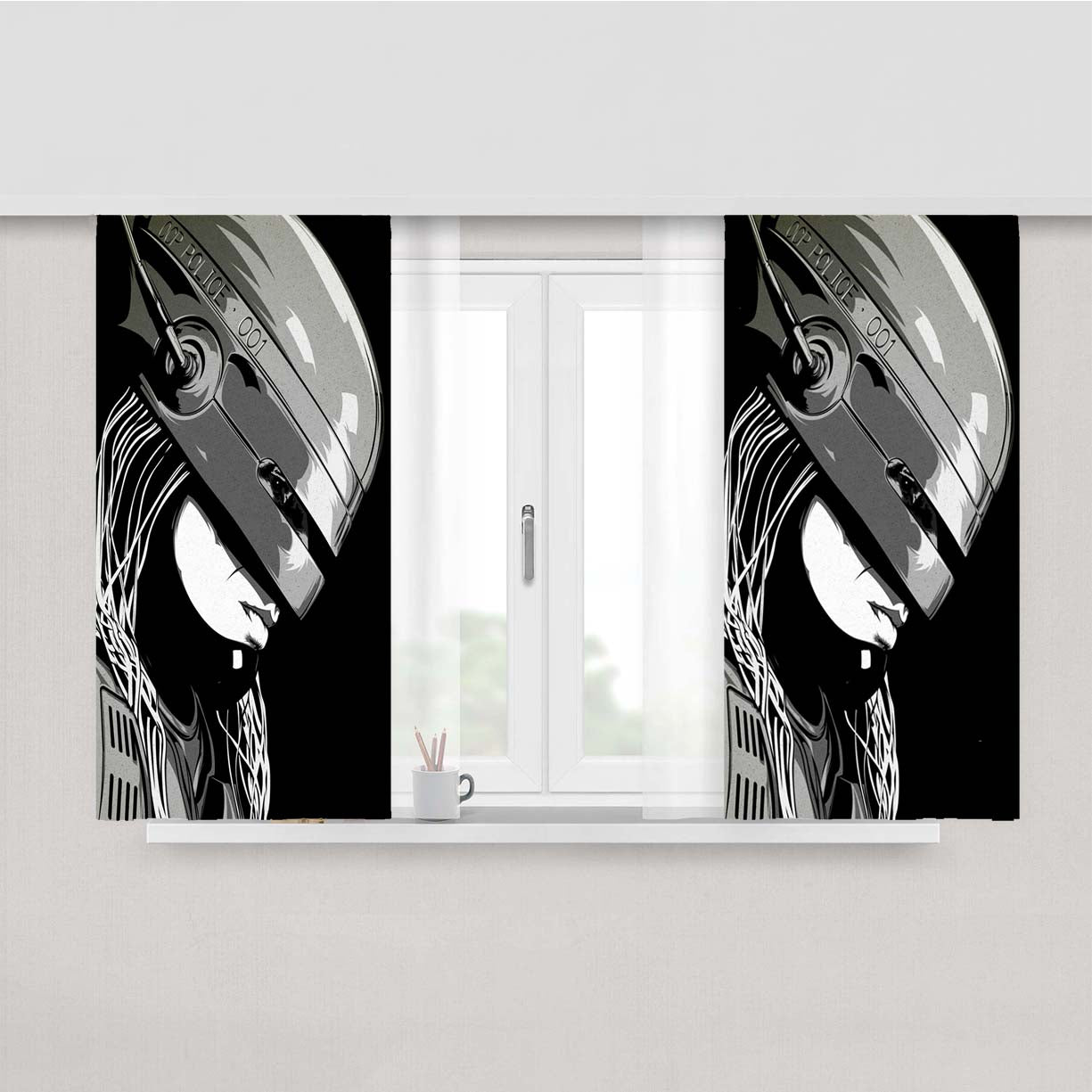 Robocop Vector Peach Skin Window Curtains