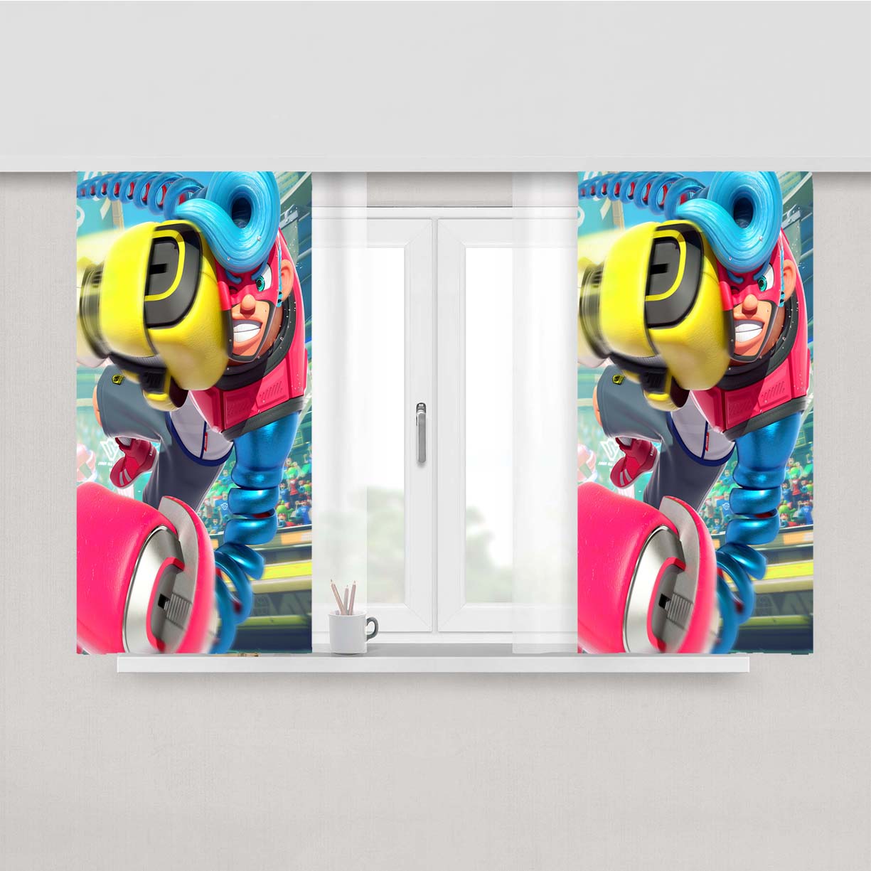 Robot Arms Punch Peach Skin Window Curtains