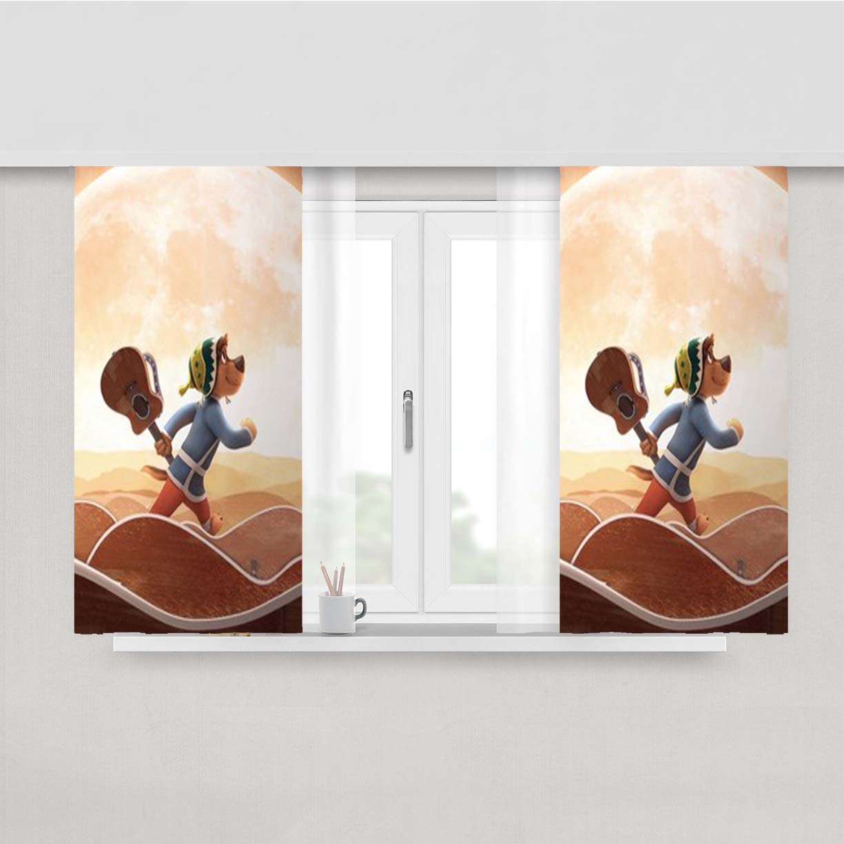 Rock Dog Peach Skin Window Curtains