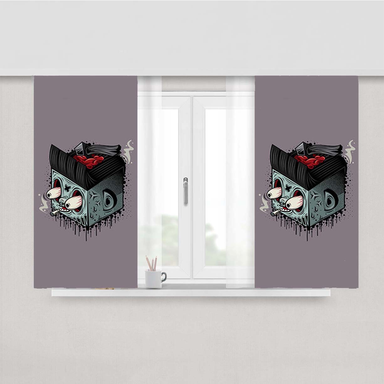 Rockabilly Peach Skin Window Curtains