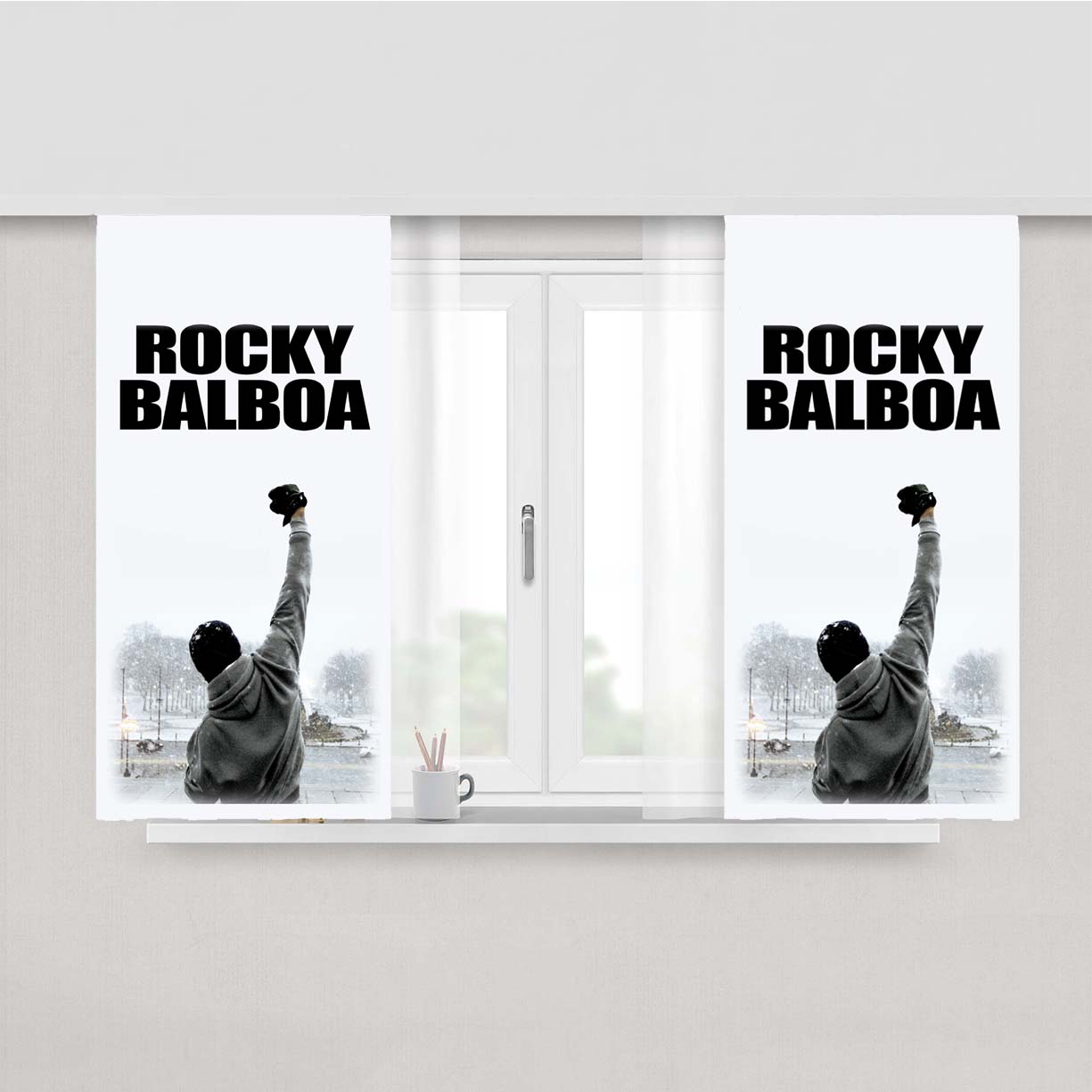 Rocky Balboa Movie Poster Peach Skin Window Curtains