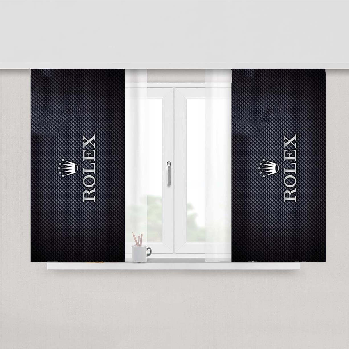 Rolex Crown Peach Skin Window Curtains