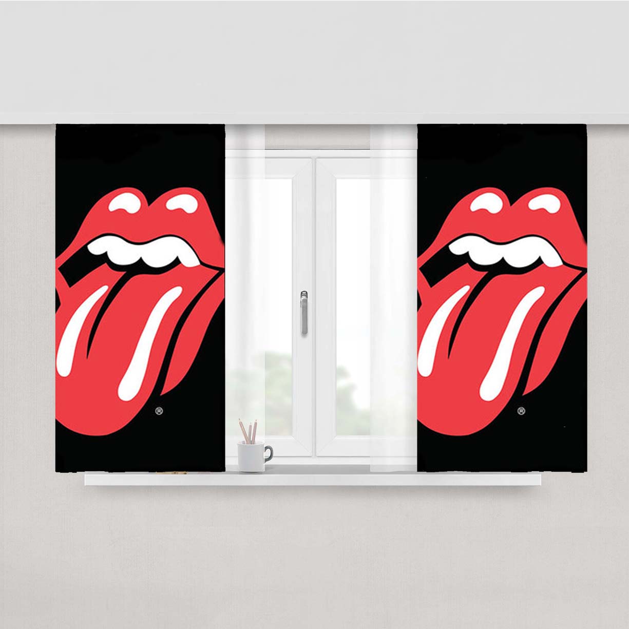Rolling Stone Tongue Coaster Peach Skin Window Curtains