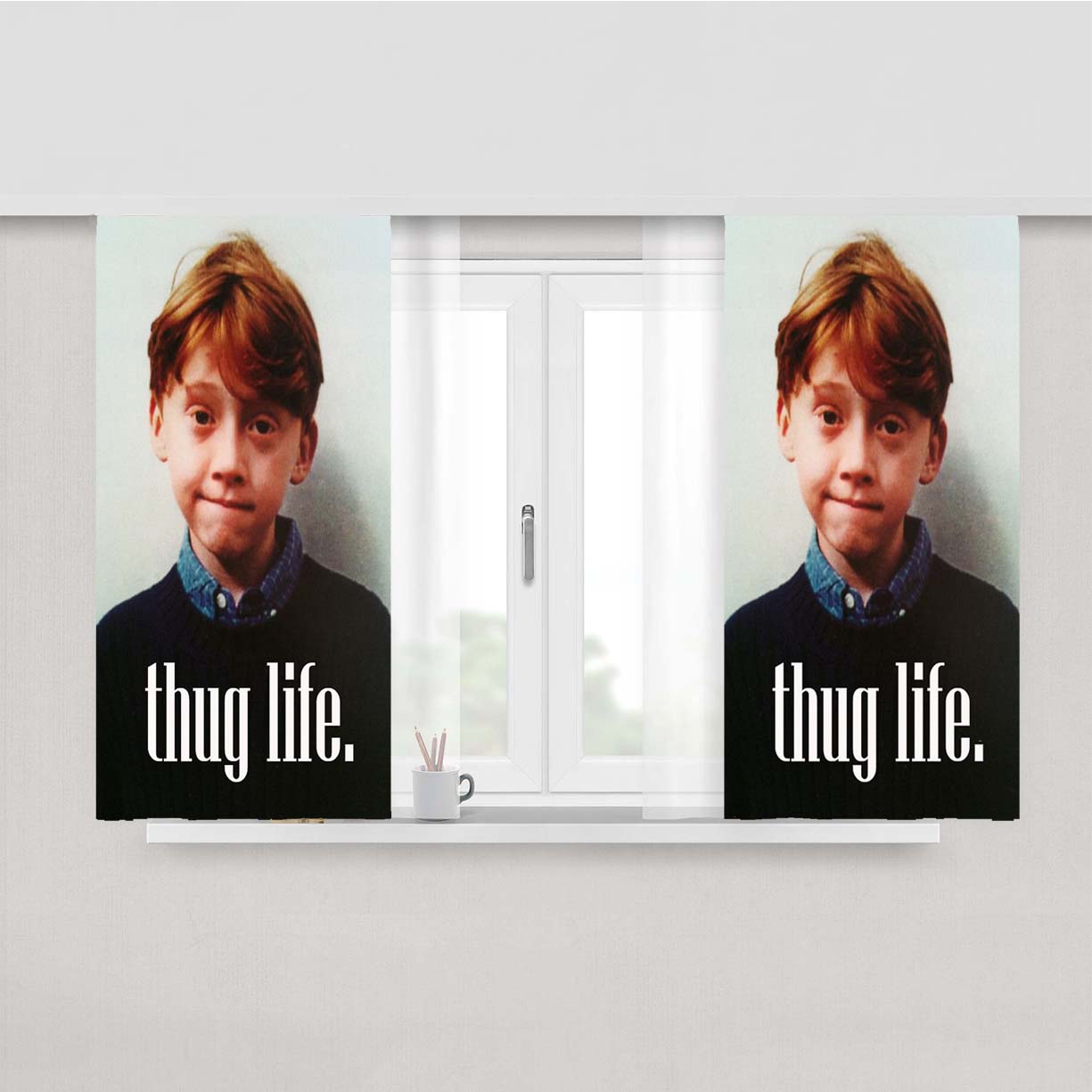 Ron Weasley Thug Life Peach Skin Window Curtains