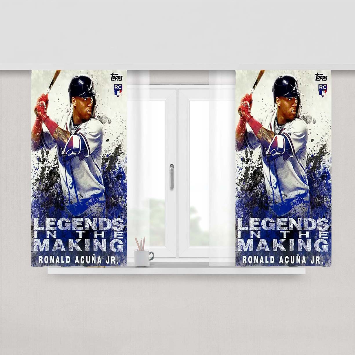 Ronald Acuna Jr Rookie Peach Skin Window Curtains