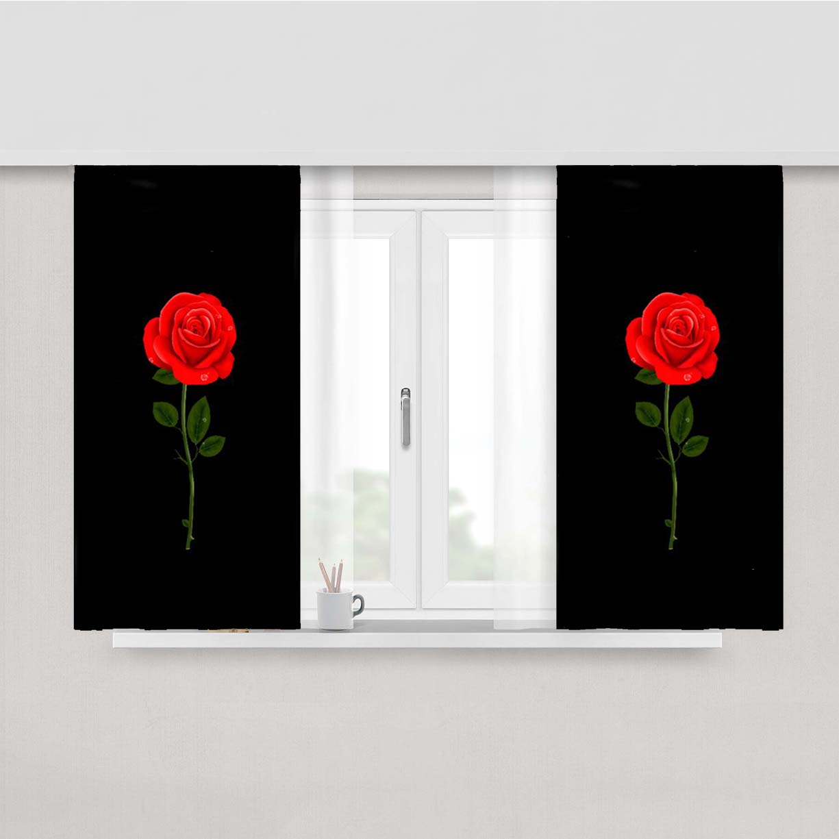 Rose Logo Flowers Peach Skin Window Curtains