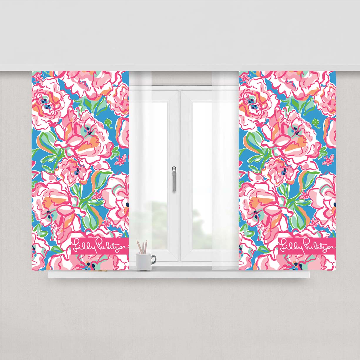 Rose Pattern Lilly Pulitzer Peach Skin Window Curtains