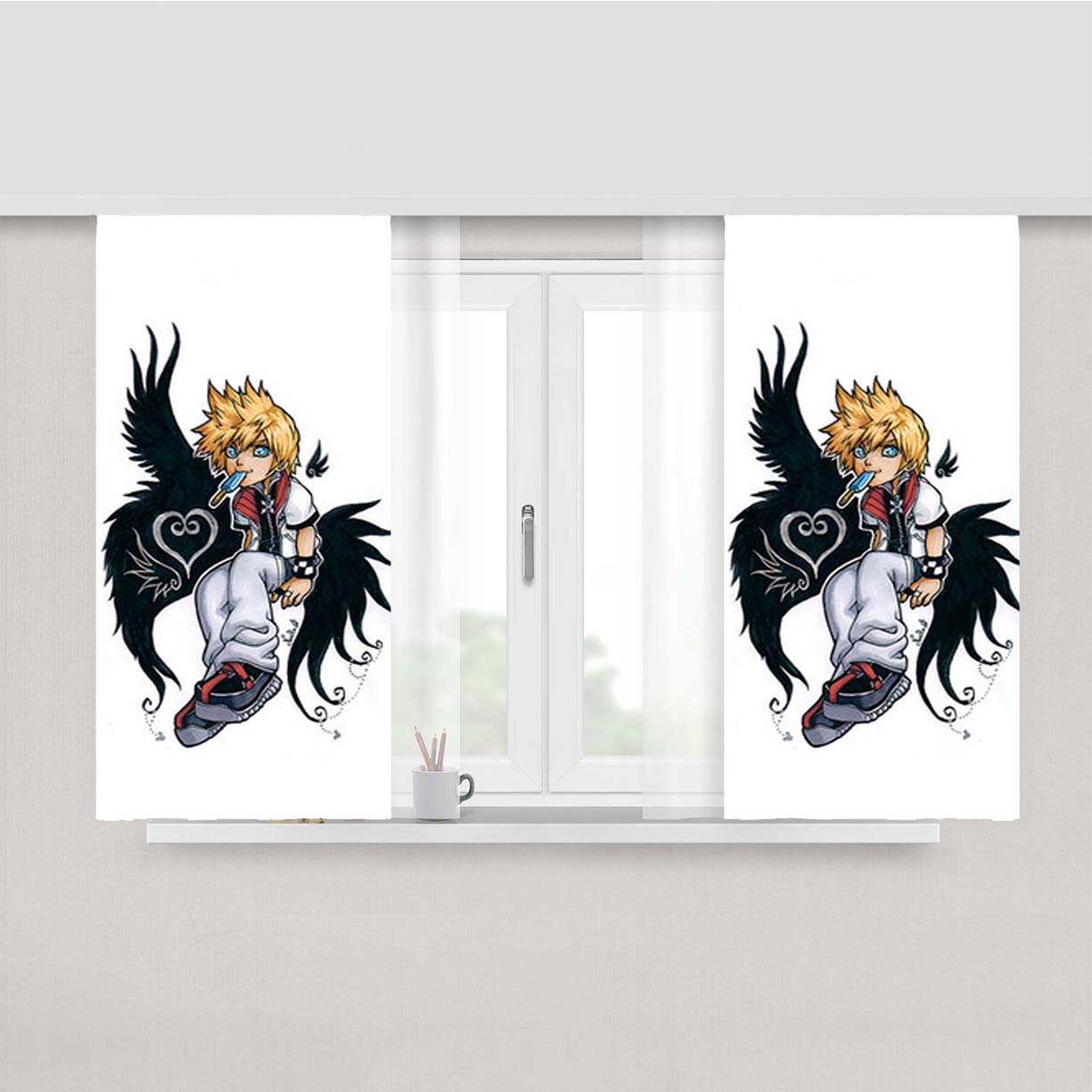 Roxas Wings With Ice Cream Peach Skin Window Curtains