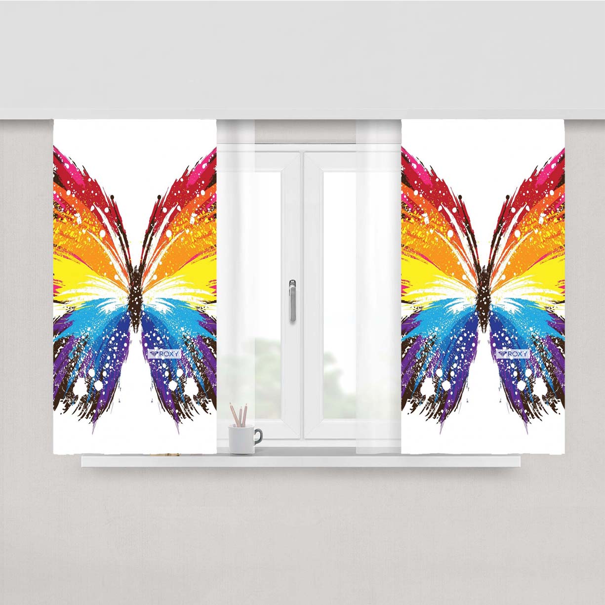 Roxy Butterfly Multic Peach Skin Window Curtains