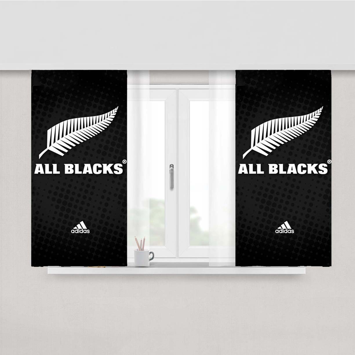 Rugby All Blacks Peach Skin Window Curtains