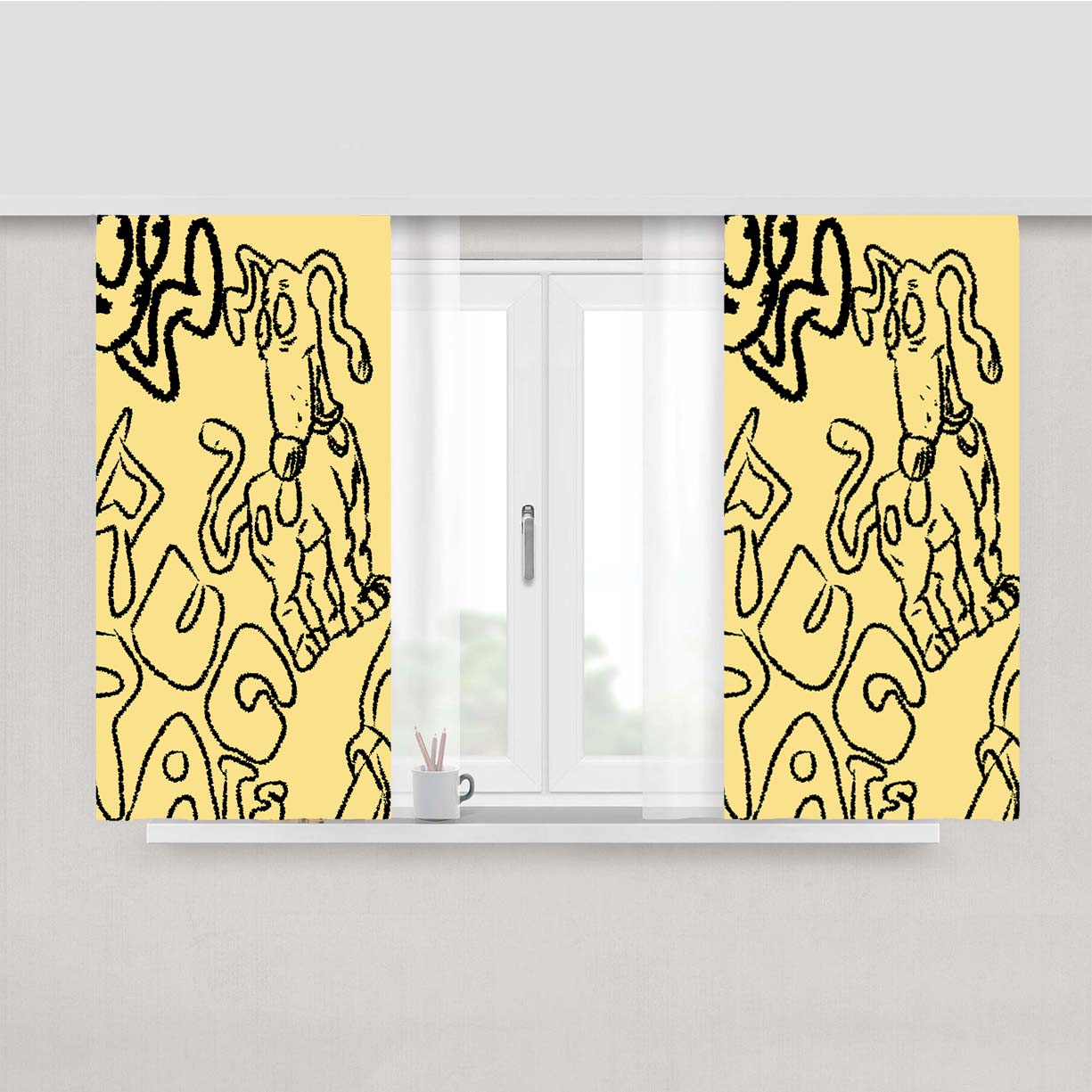Rugrats Dog Peach Skin Window Curtains