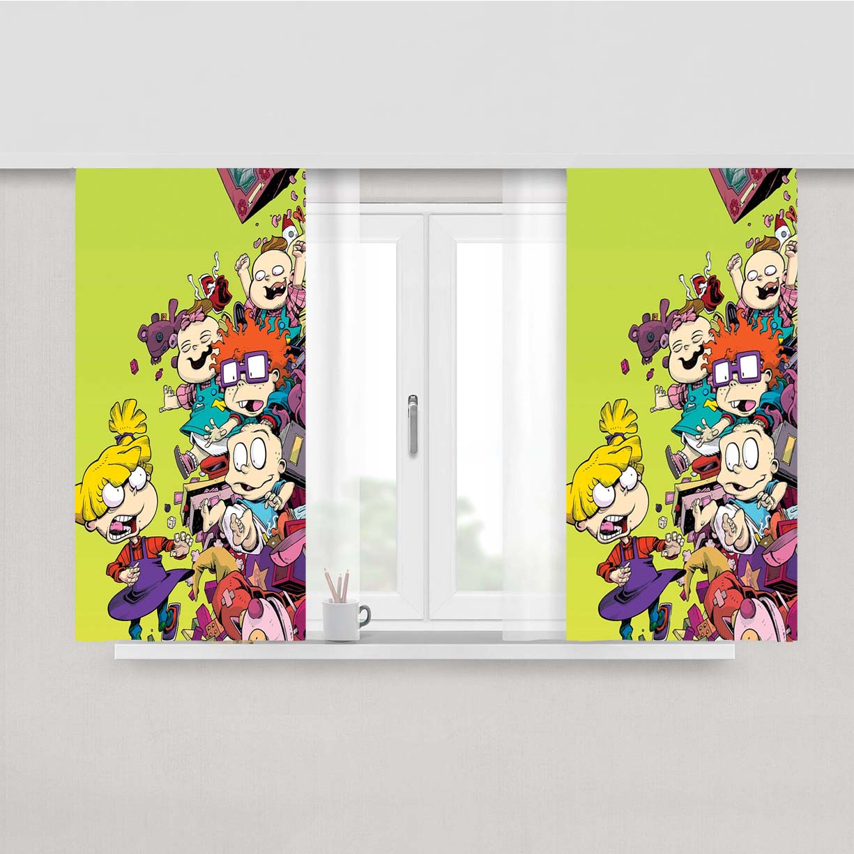 Rugrats Doodle Peach Skin Window Curtains