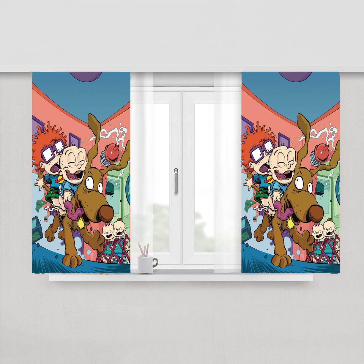 Rugrats Play With The Dog Peach Skin Window Curtains