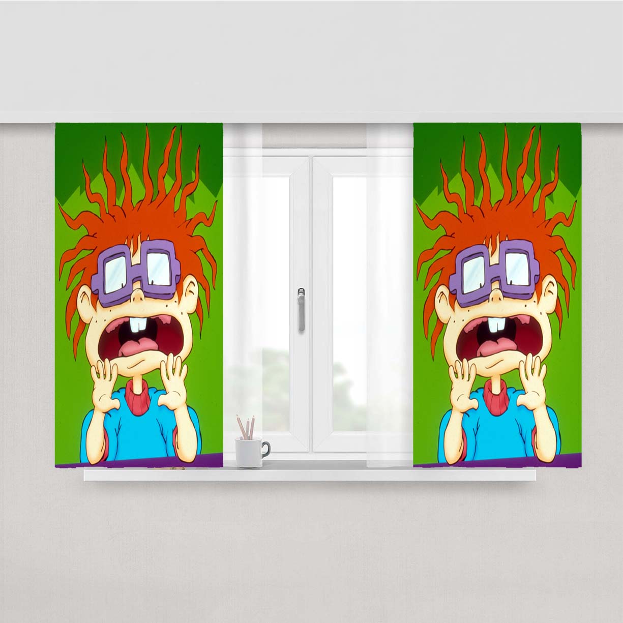 Rugrats Shock Chuckie Finster Peach Skin Window Curtains