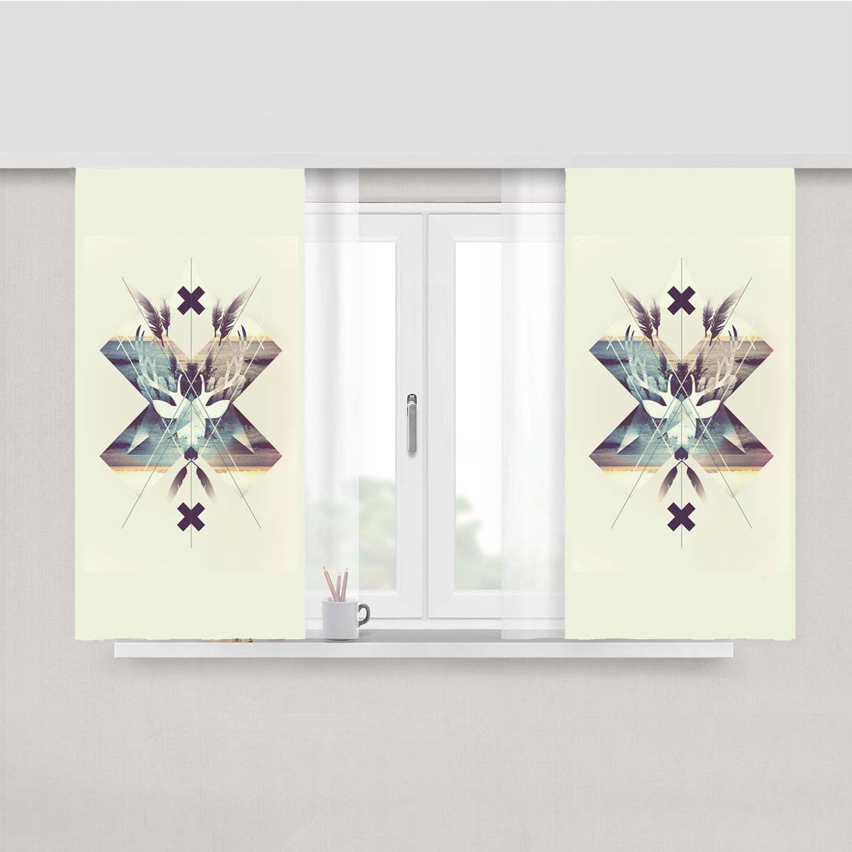 Rusa Art Walpaper Peach Skin Window Curtains