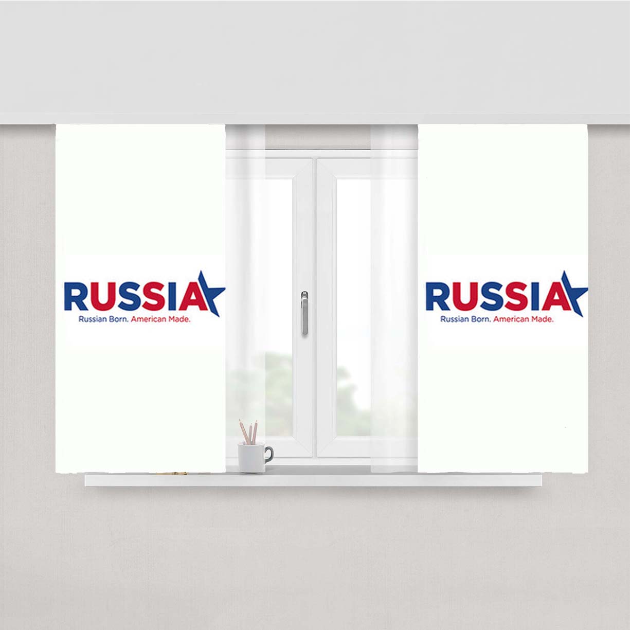 Russia Logo Peach Skin Window Curtains