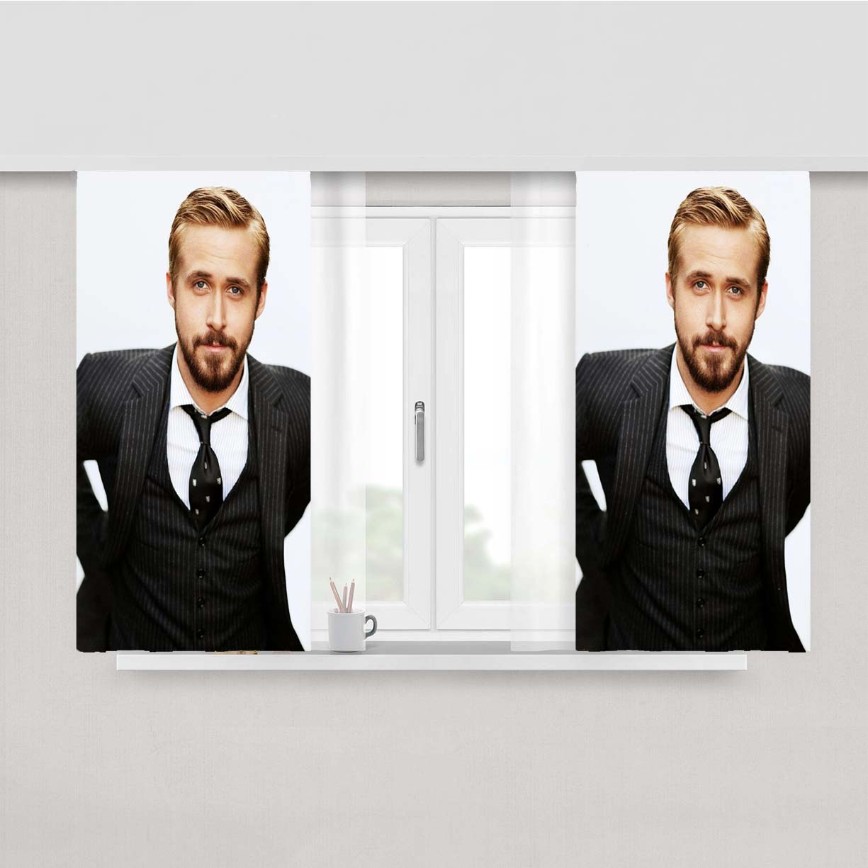 Ryan Gosling Tuxedo Peach Skin Window Curtains