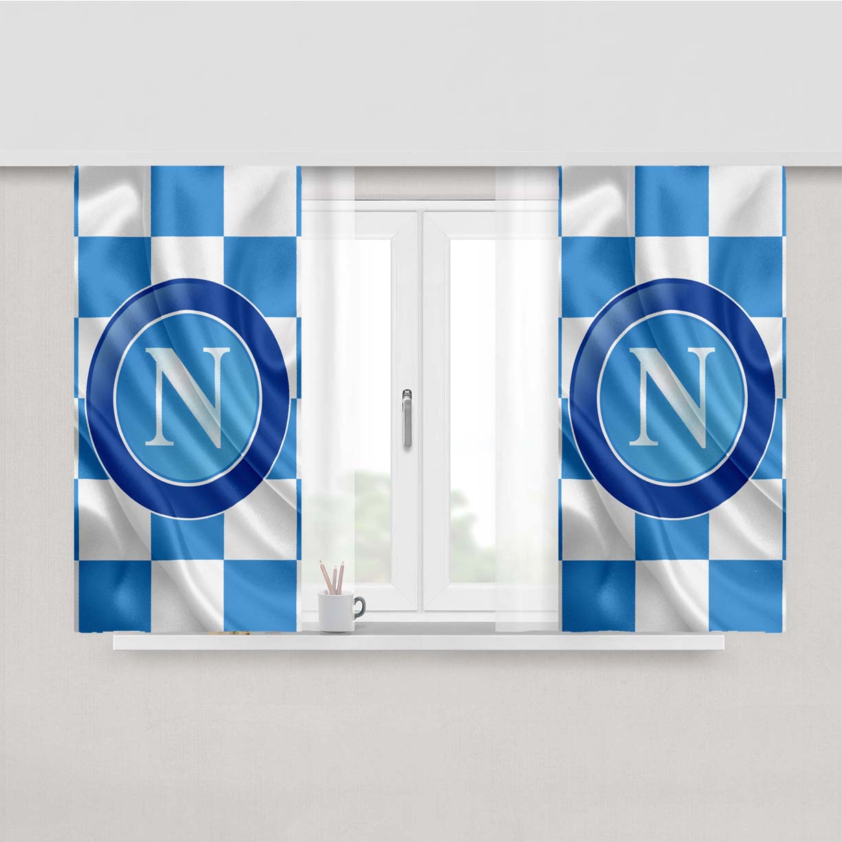 S.S.C. Napoli Logo Flag Peach Skin Window Curtains