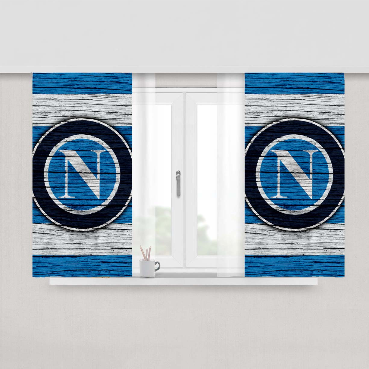 S.S.C. Napoli Wood Logo Peach Skin Window Curtains