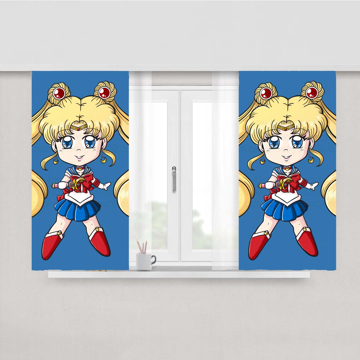 Sailormoon Cibi Peach Skin Window Curtains