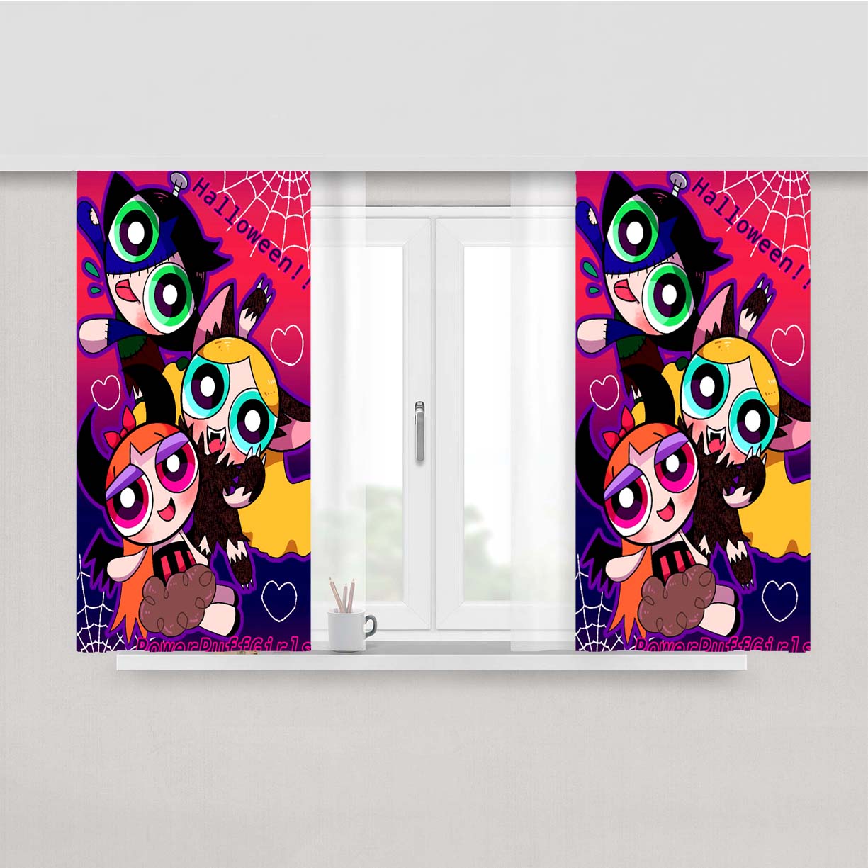 Sally Christmas Halloween Peach Skin Window Curtains