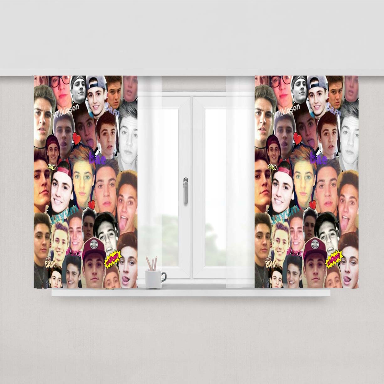 Sam Wilkinson Collage Peach Skin Window Curtains