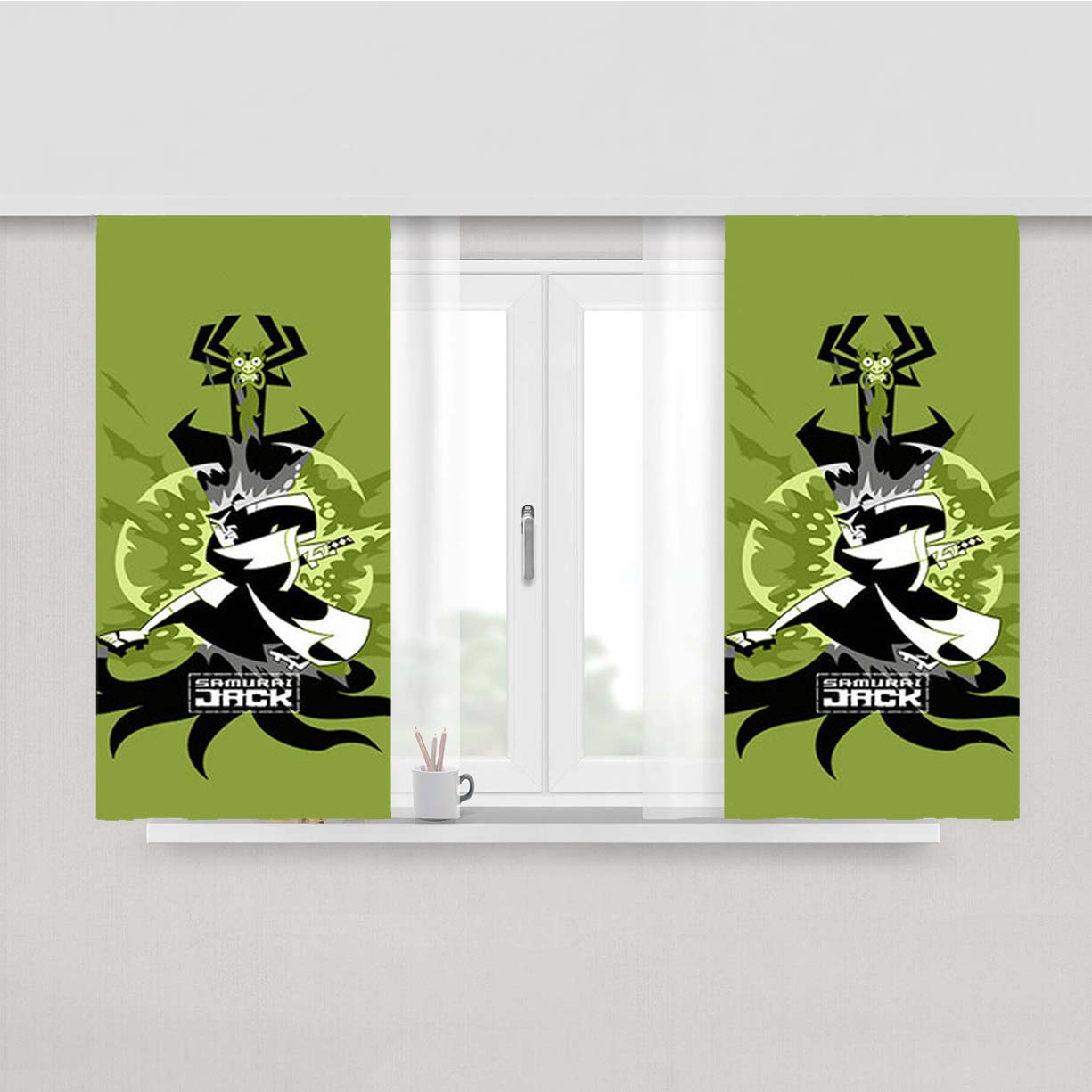 Samurai Jack Aku Cartoon Movies Peach Skin Window Curtains