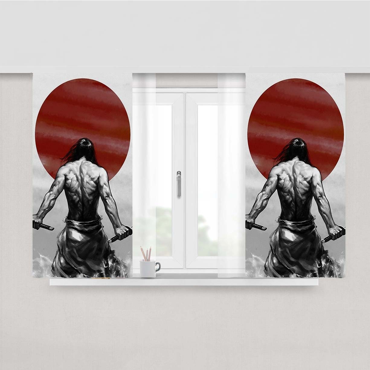 Samurai Japan Peach Skin Window Curtains
