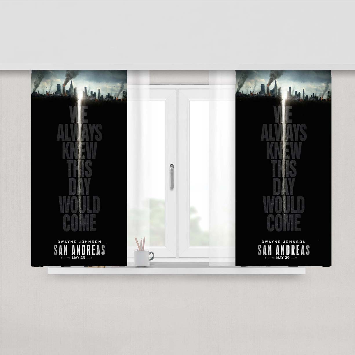 San Andreas Quotes Peach Skin Window Curtains