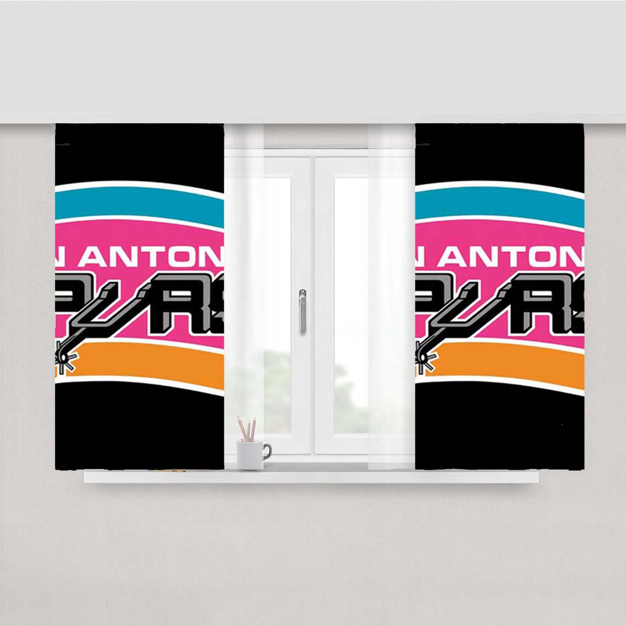 San Antonio Spurs Logo Colors Peach Skin Window Curtains