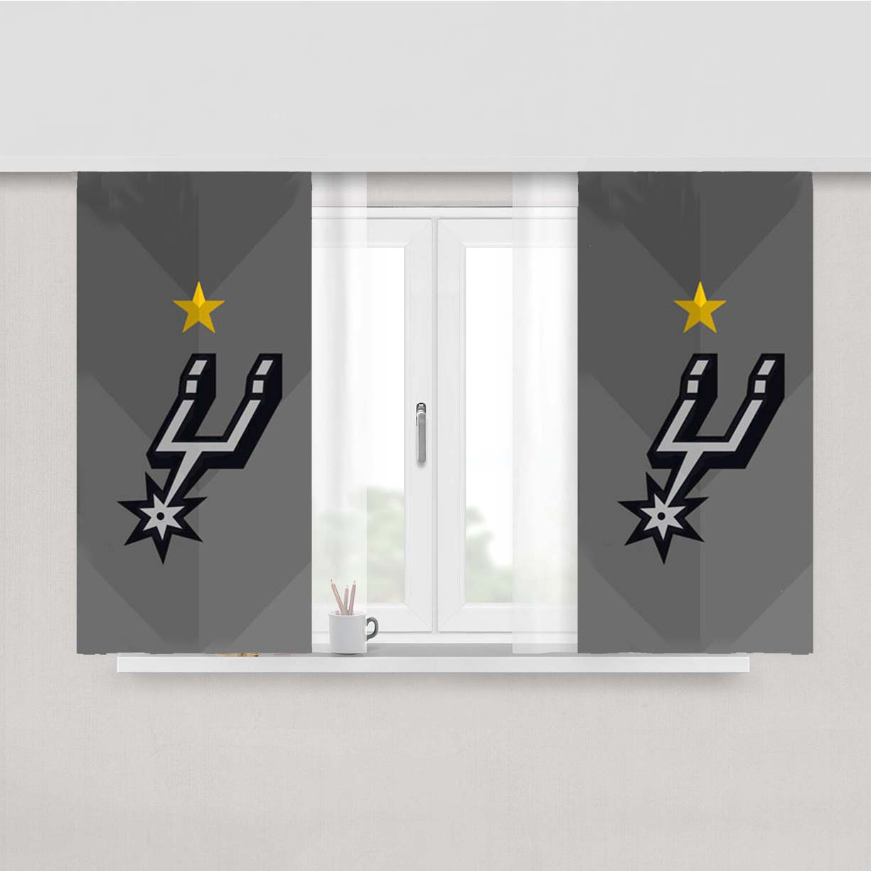 San Antonio Spurs Stars Peach Skin Window Curtains