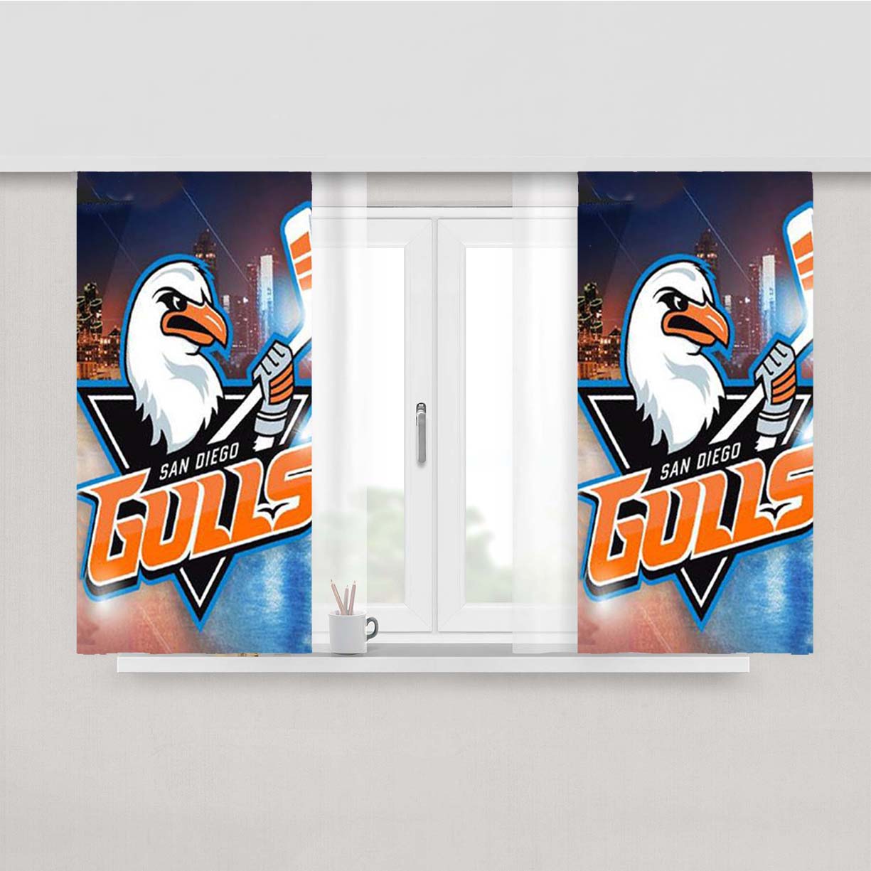 San Diego Gulls Peach Skin Window Curtains