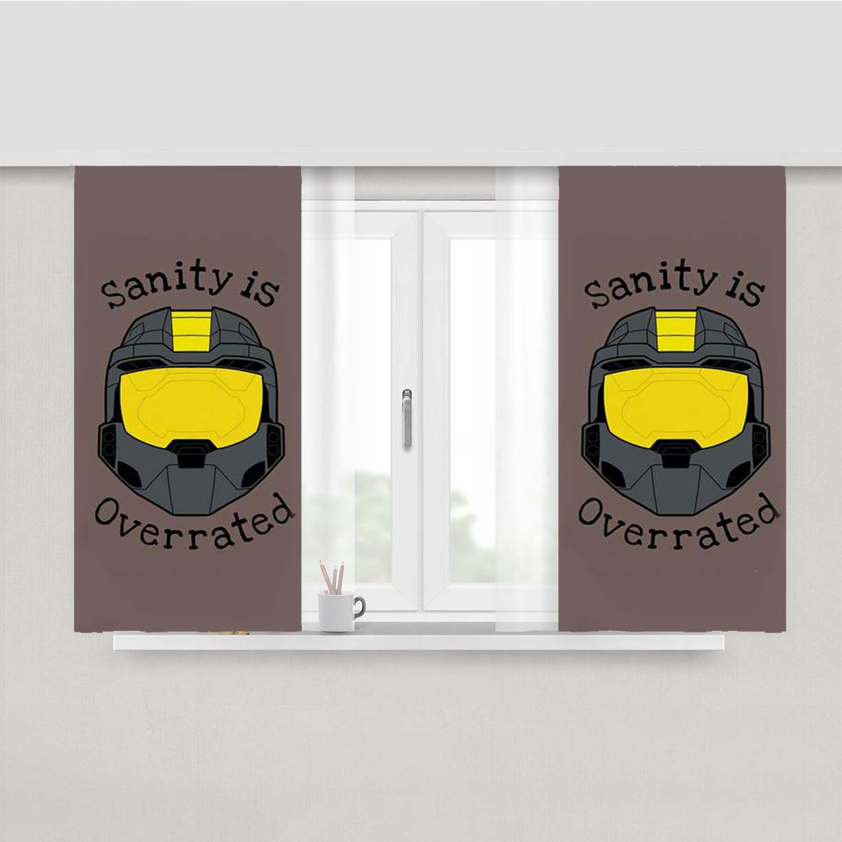 Sanity Is Overrated Halo Peach Skin Window Curtains