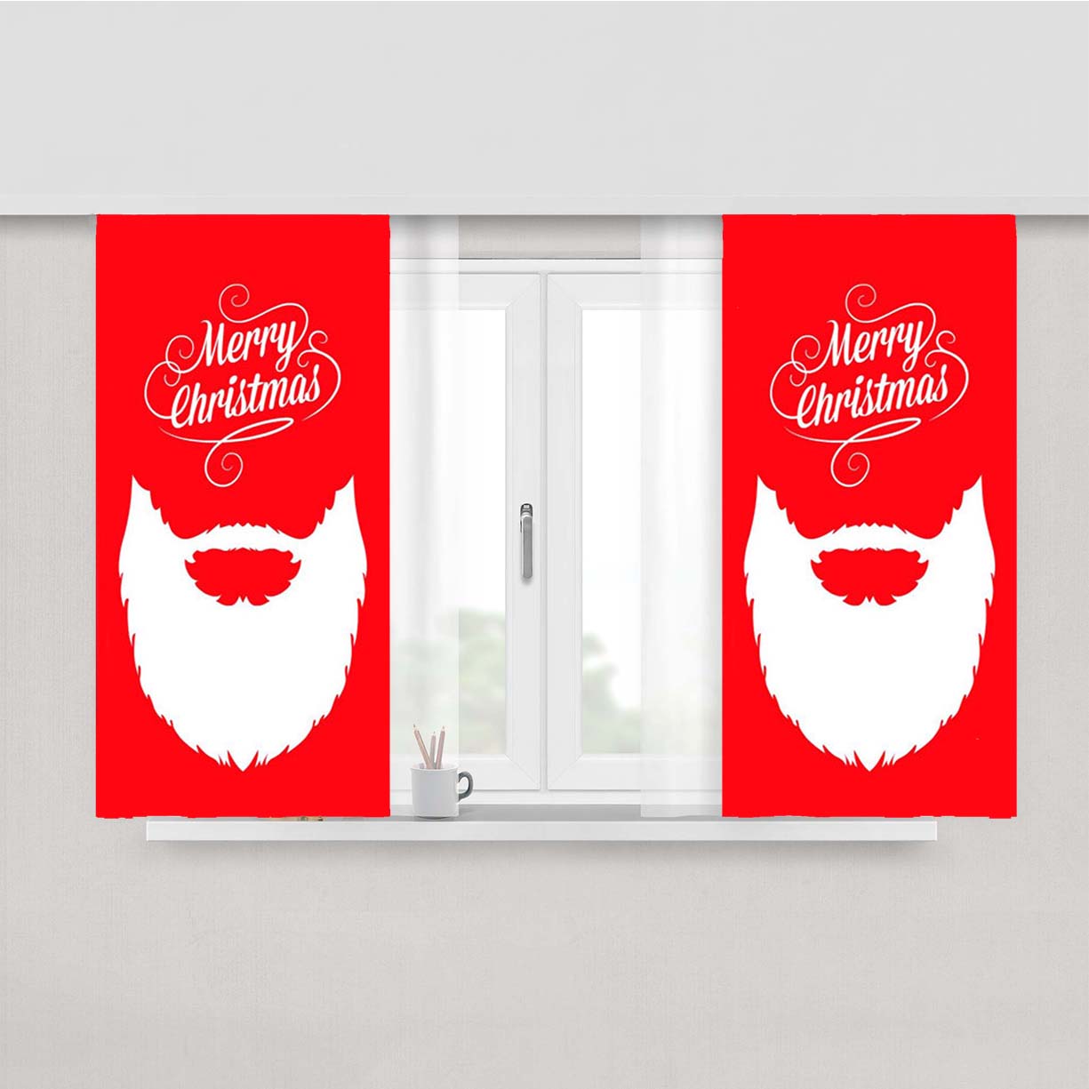 Santa Christmas Peach Skin Window Curtains