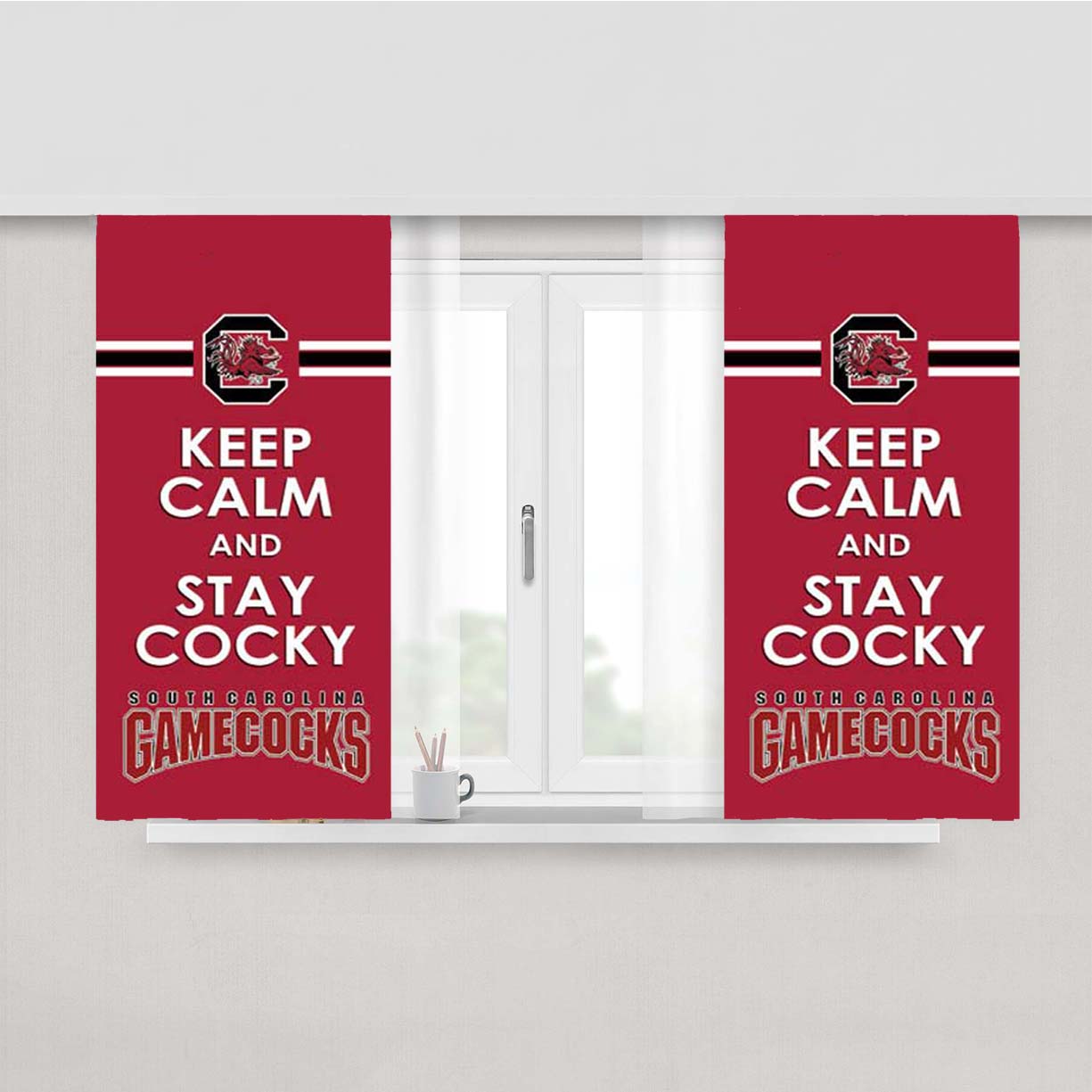 Sc Gamecocks Keep Calm Peach Skin Window Curtains