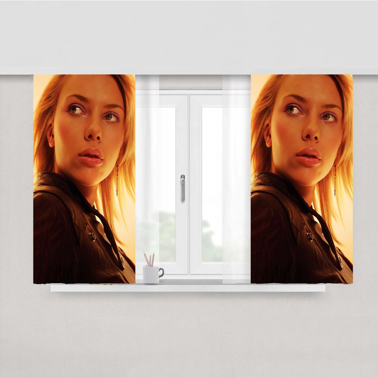 Scarlett Johansson Sepia Peach Skin Window Curtains