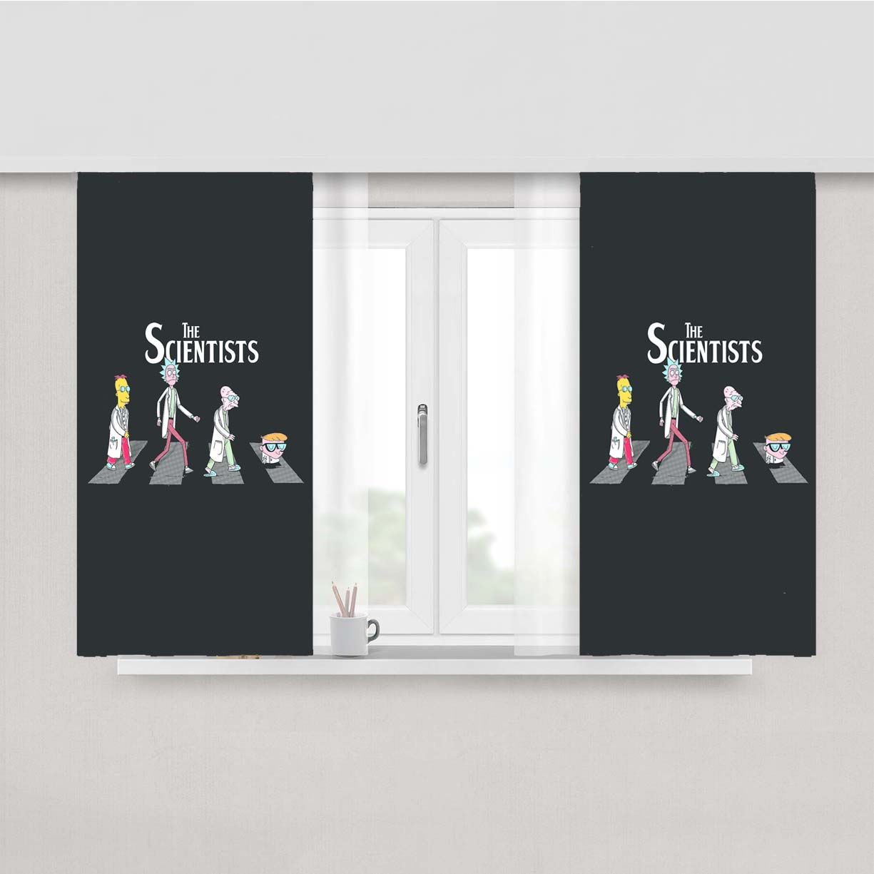 Scientist Rick And Morty Dexter'S Laboratory Futurama Peach Skin Window Curtains