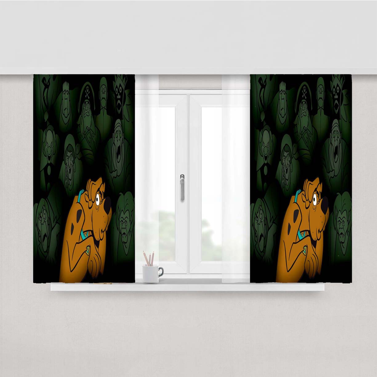 Scobby Doo And Ghosts Peach Skin Window Curtains