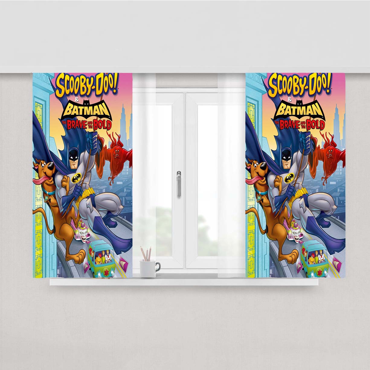 Scooby Doo Batman The Brave And The Bold Peach Skin Window Curtains