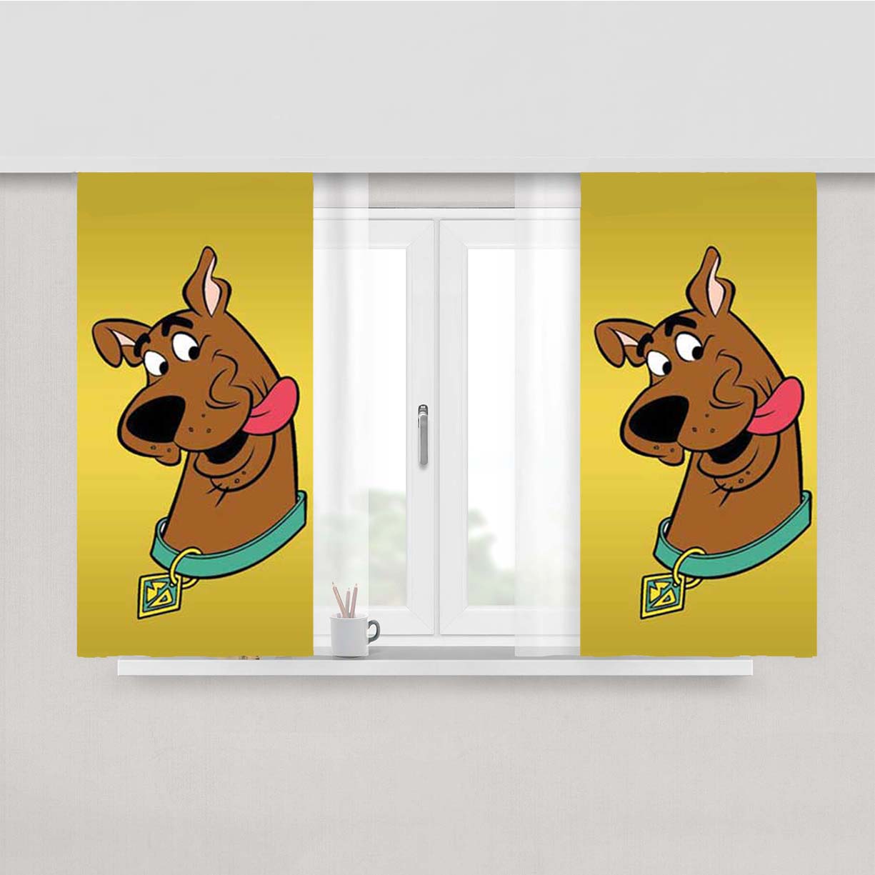 Scooby Doo Gold Fade Peach Skin Window Curtains