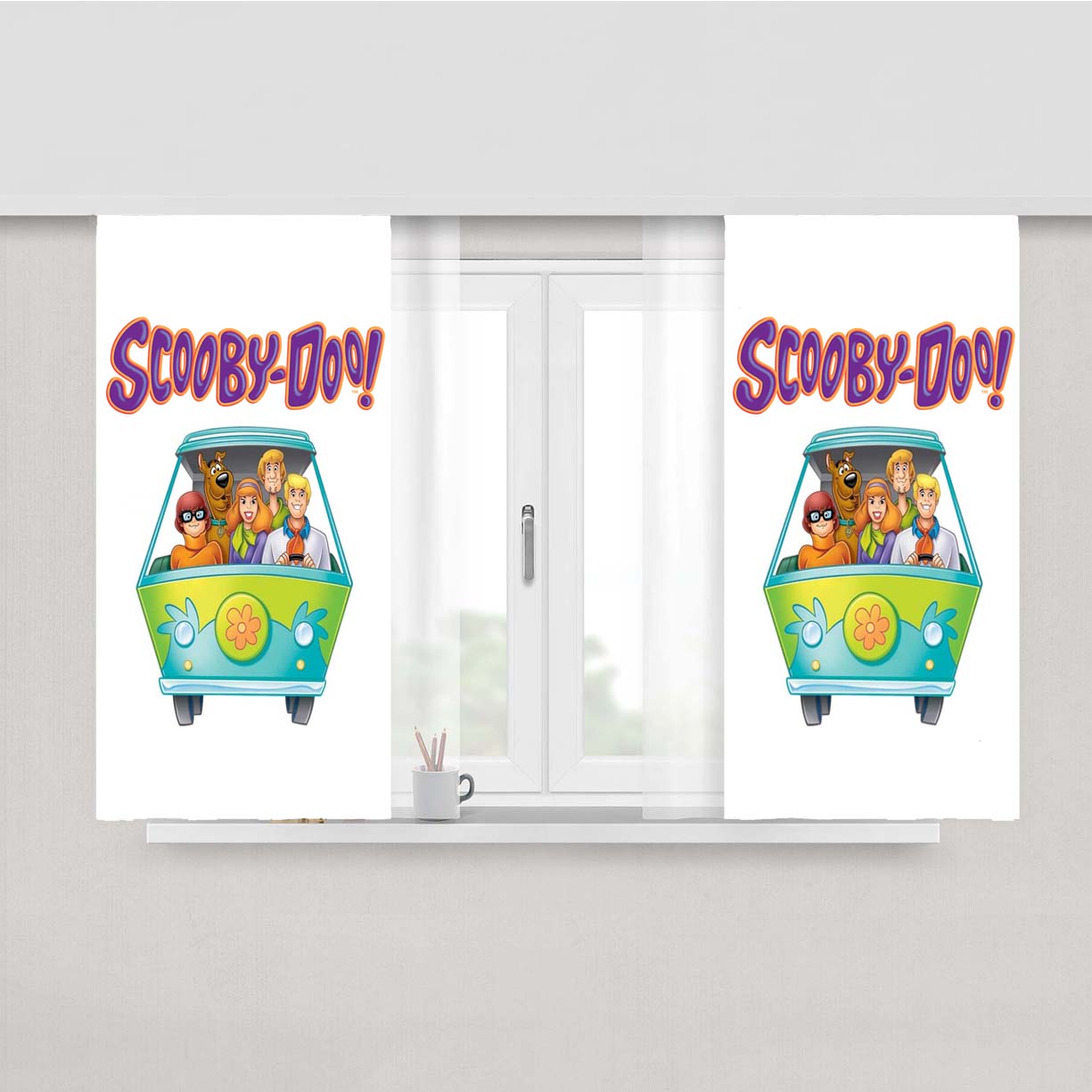 Scooby Doo Mystery Car Logo Peach Skin Window Curtains