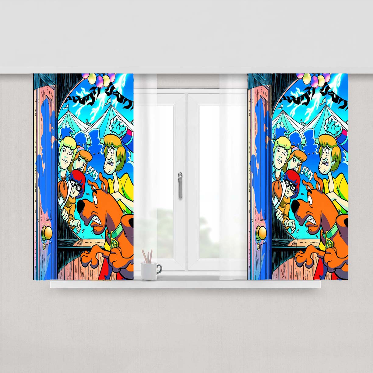 Scooby Doo Where Are You Classic Screen Peach Skin Window Curtains