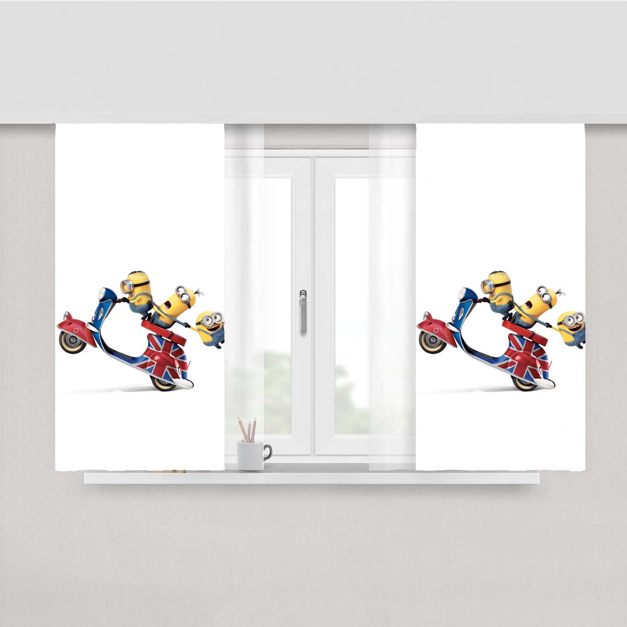 Scooter Minions Peach Skin Window Curtains
