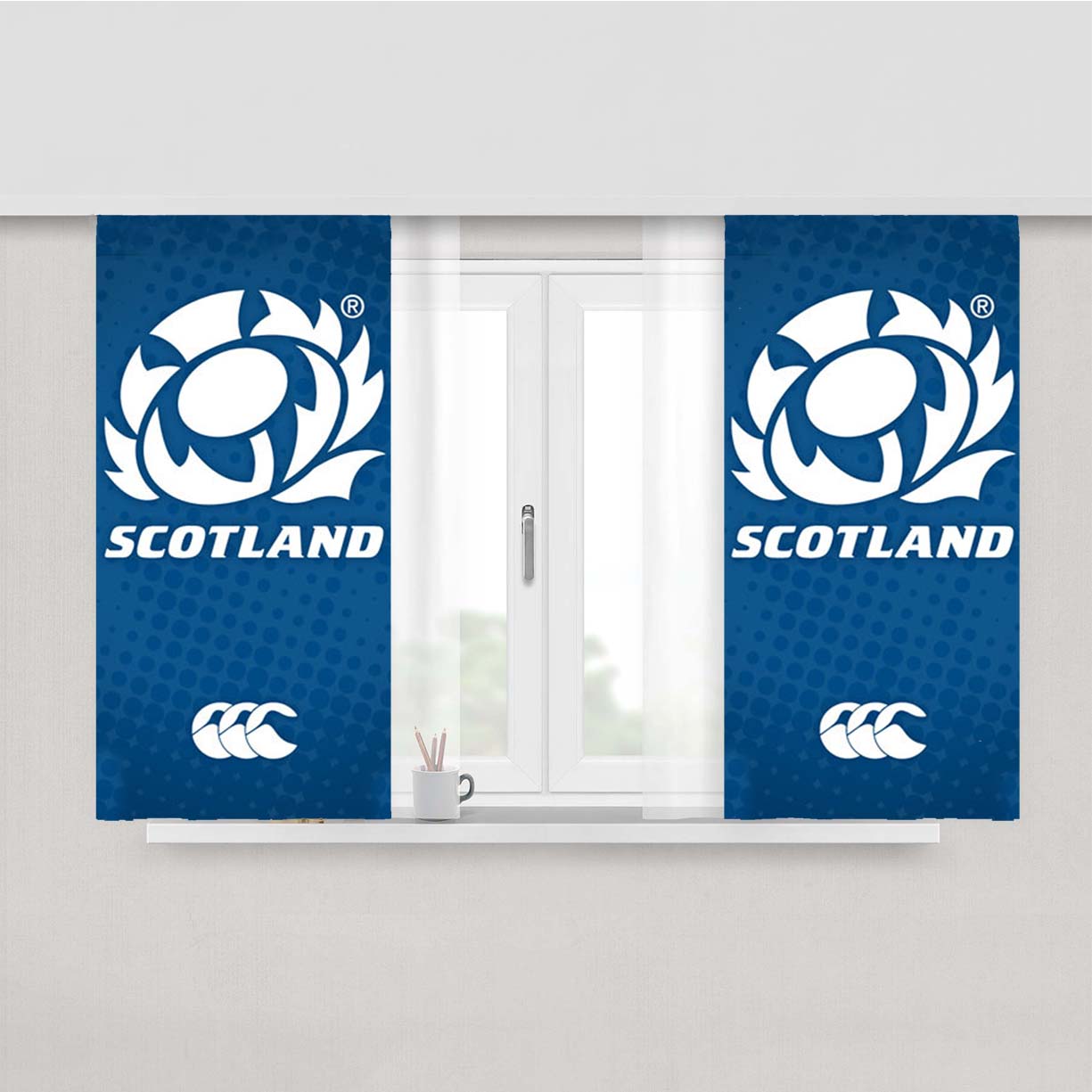 Scotland Rugby Peach Skin Window Curtains