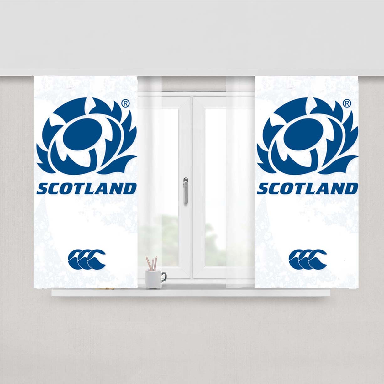 Scotland Rugby Logo Peach Skin Window Curtains