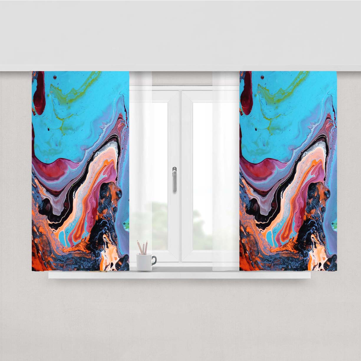 Sea Marble Ceramic Texture Peach Skin Window Curtains