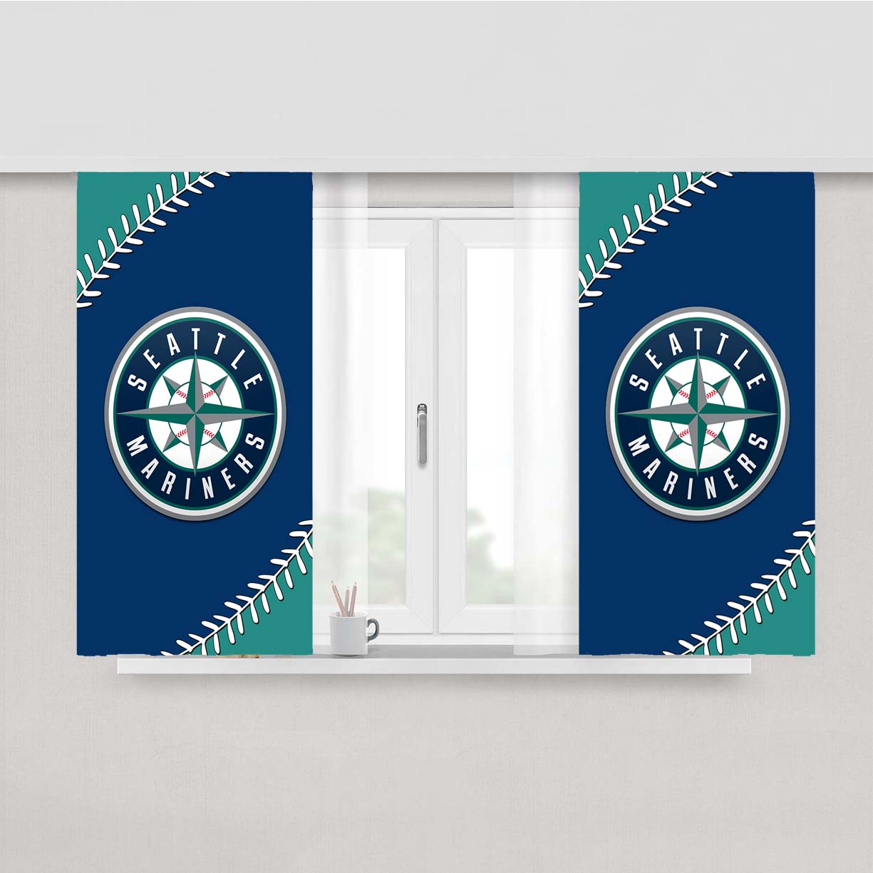 Seattle Mariners Peach Skin Window Curtains