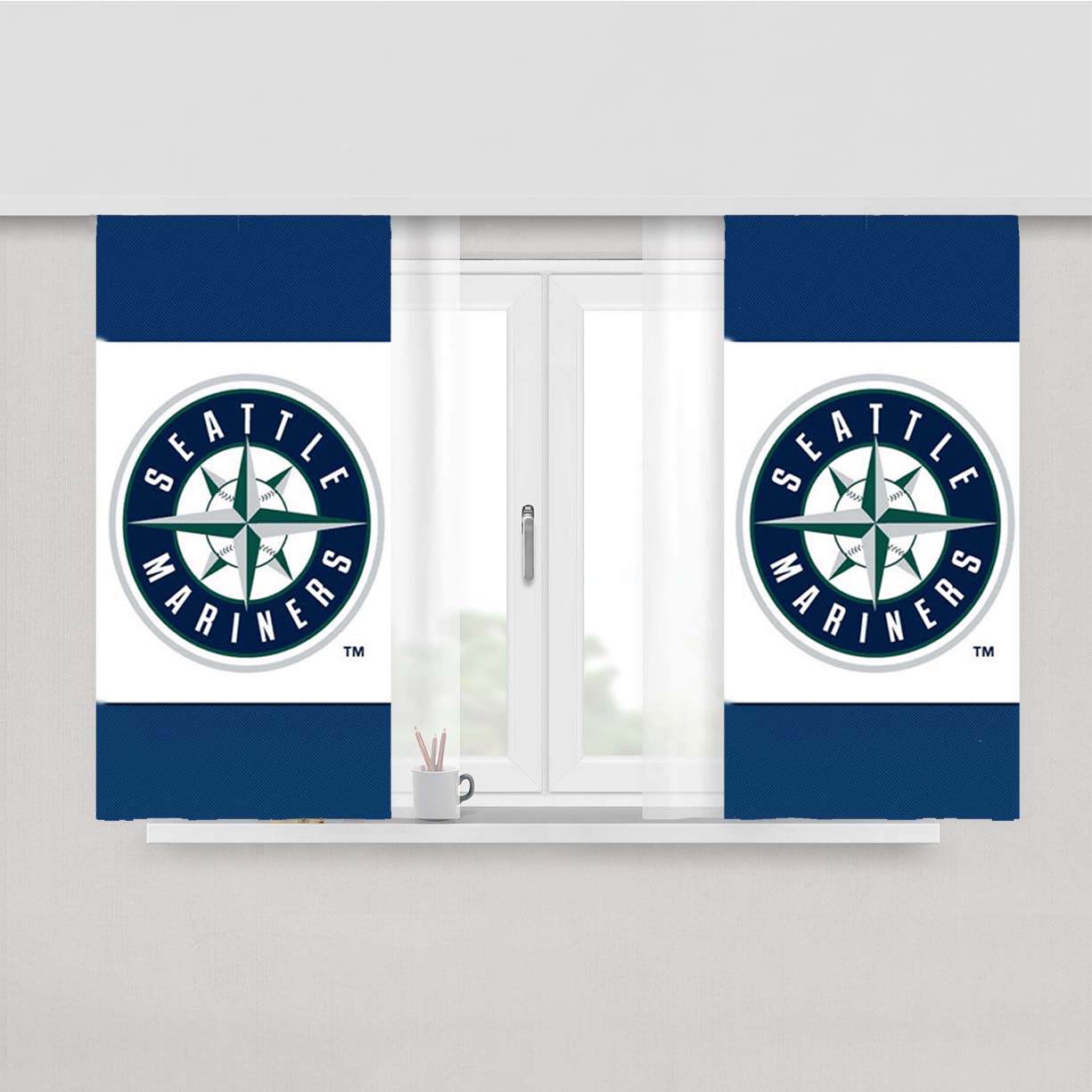 Seattle Mariners Logo Peach Skin Window Curtains