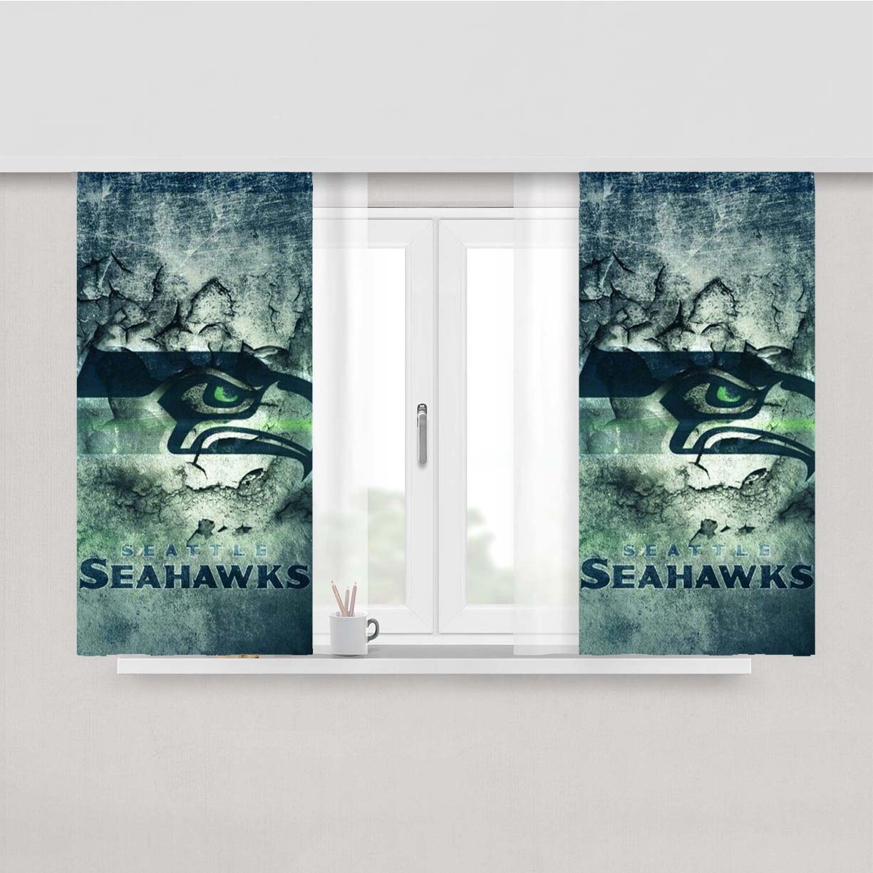 Seattle Seahawks Peach Skin Window Curtains
